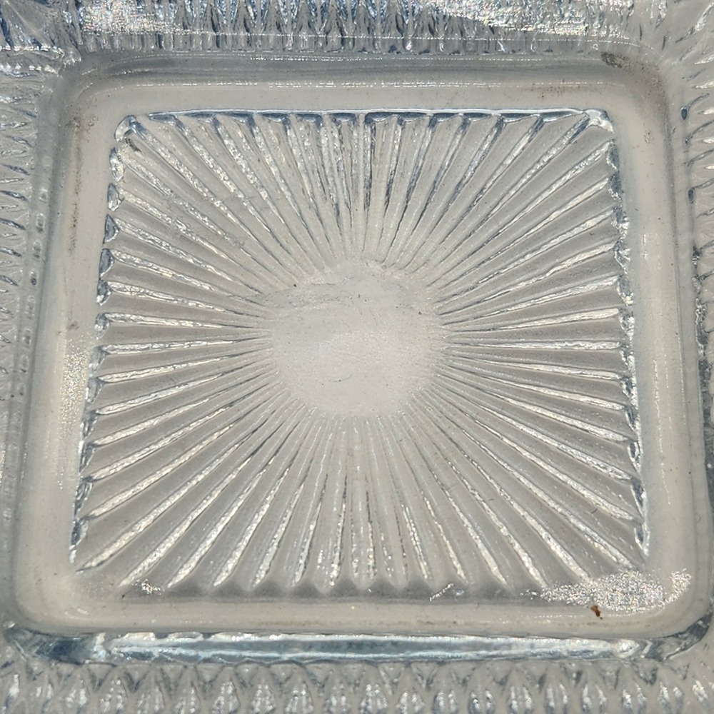 Vintage Indiana Glass Ice Blue Diamond Point Sawtooth Ruffle Pressed Glass Dish - Picture 9 of 10